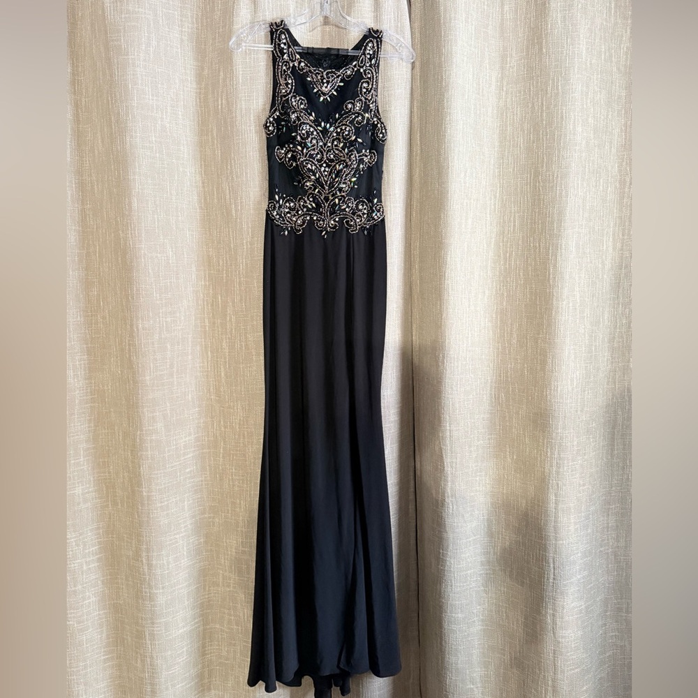 GLS Collective Black Special Occasion gown with silver & faux diamond Detailing